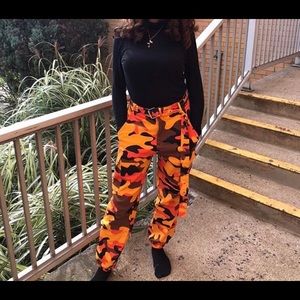 Orange Camo Cargo Pants